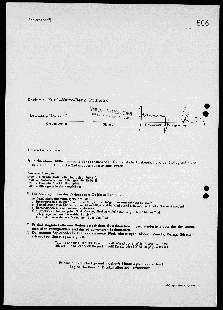 Verlagsgutachten - Die Perlen des alten Parlay.